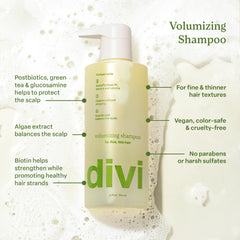 Divi bottle back label highlighting ingredients and benefits