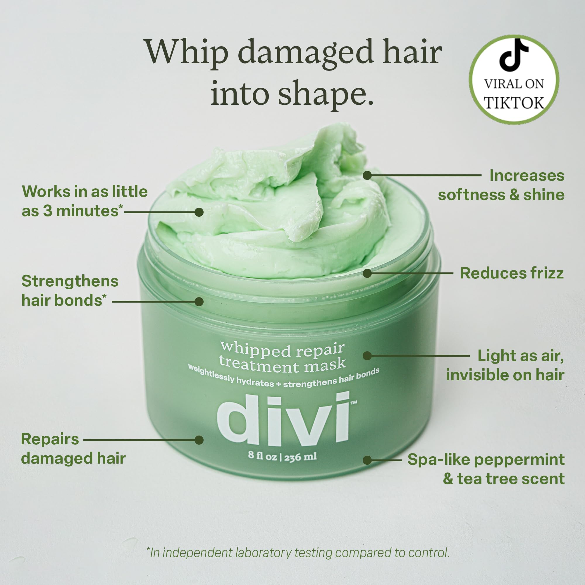 Divi whipped mask texture close-up demonstrating lightweight, airy feel