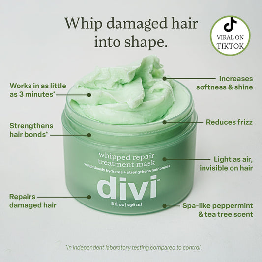 Divi whipped mask texture close-up demonstrating lightweight, airy feel