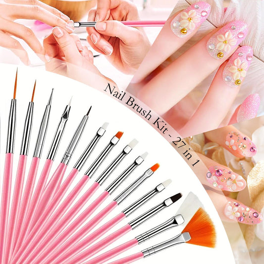 DIYCICO close-up of 15 nail art brushes highlighting precise bristles for fine detail work