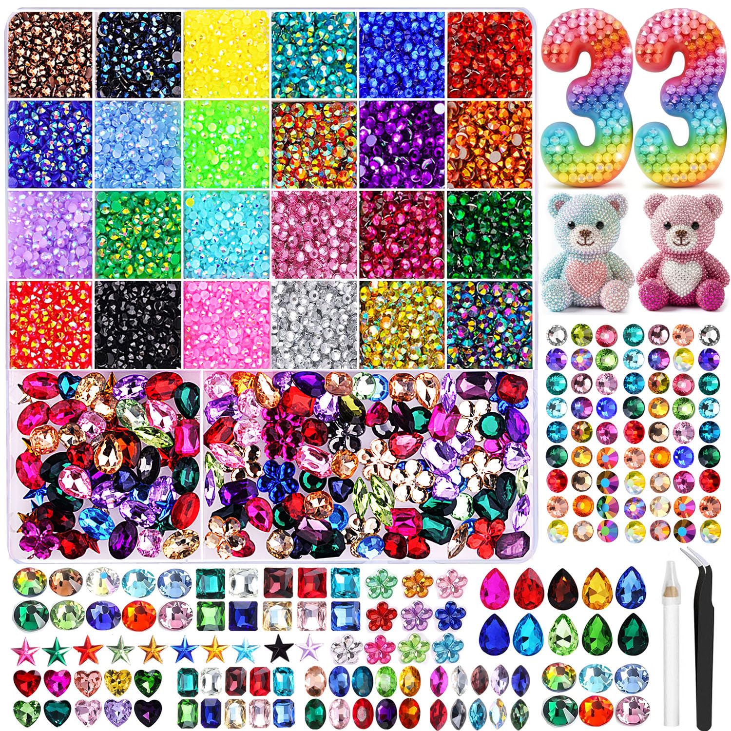 DIYCICO front packaging view showing full multicolor rhinestone kit for crafting