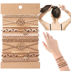 DIYDEC front view of 10-piece neutral hair tie set showing styles and colors, easy outfit matching
