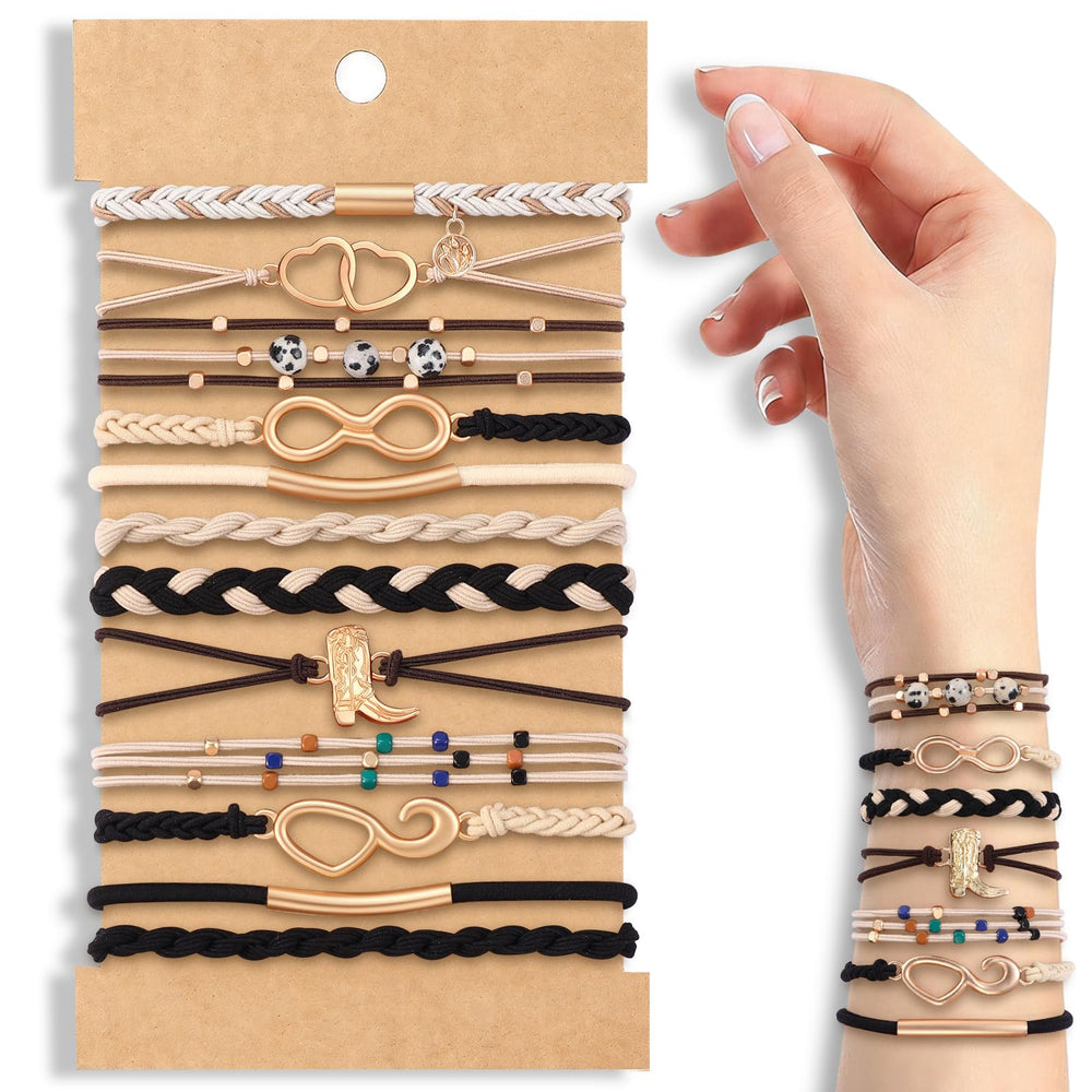 DIYDEC front view of 12-piece black and white hair ties showing set benefit