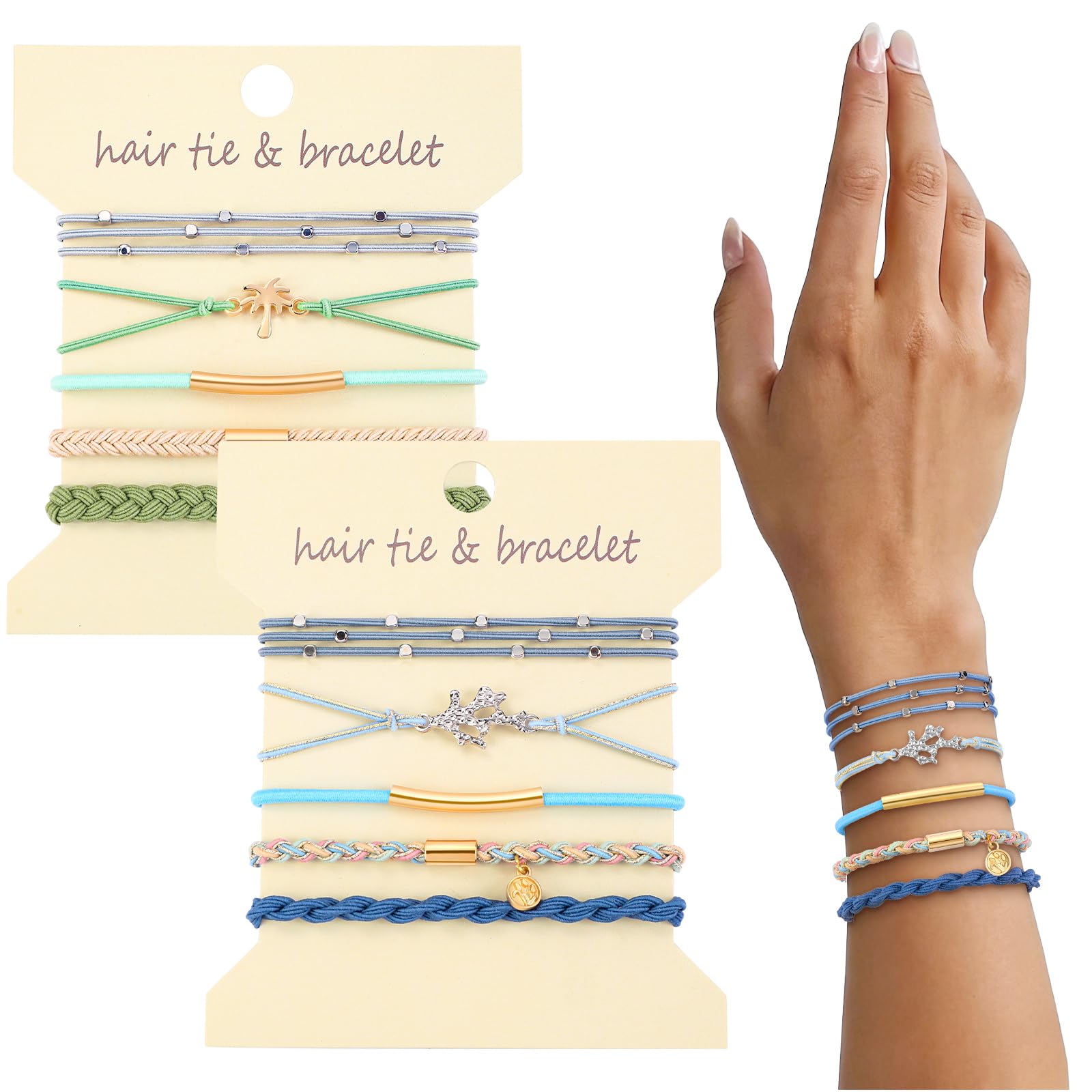 DIYDEC front packaging showing ten blue braided hair ties and benefits
