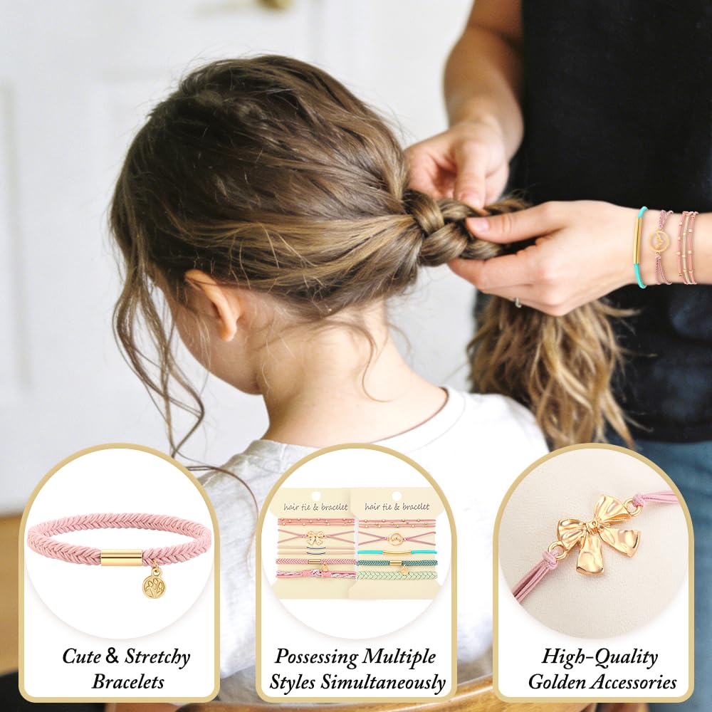 DIYDEC hair ties worn on wrist as bracelet, convenient on-the-go styling benefit