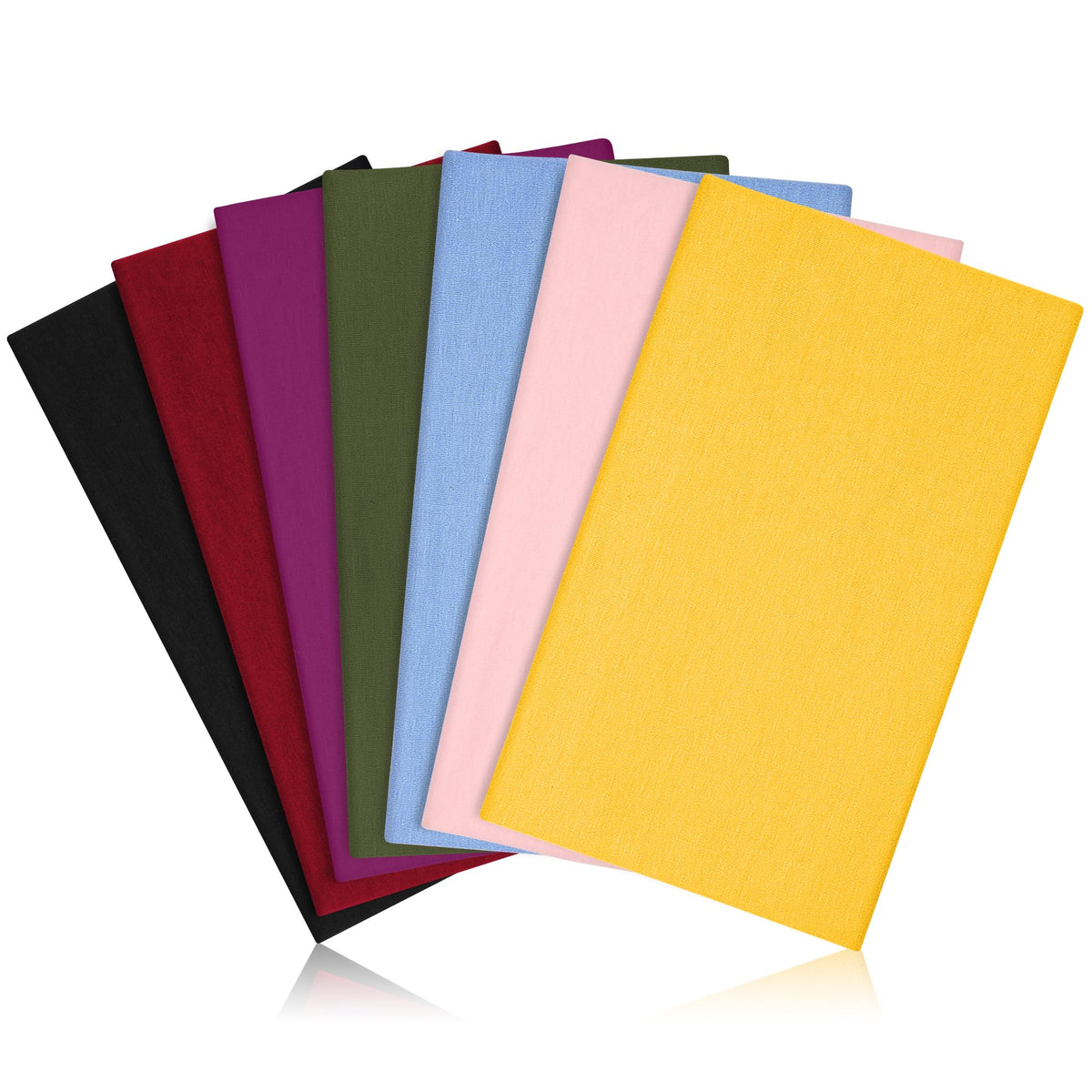 DiyJibb front view of seven headbands showing colors and packaging, organized neatly