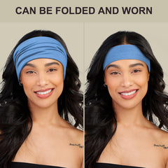 DiyJibb model wearing headband during yoga, secure fit and sweat control benefit