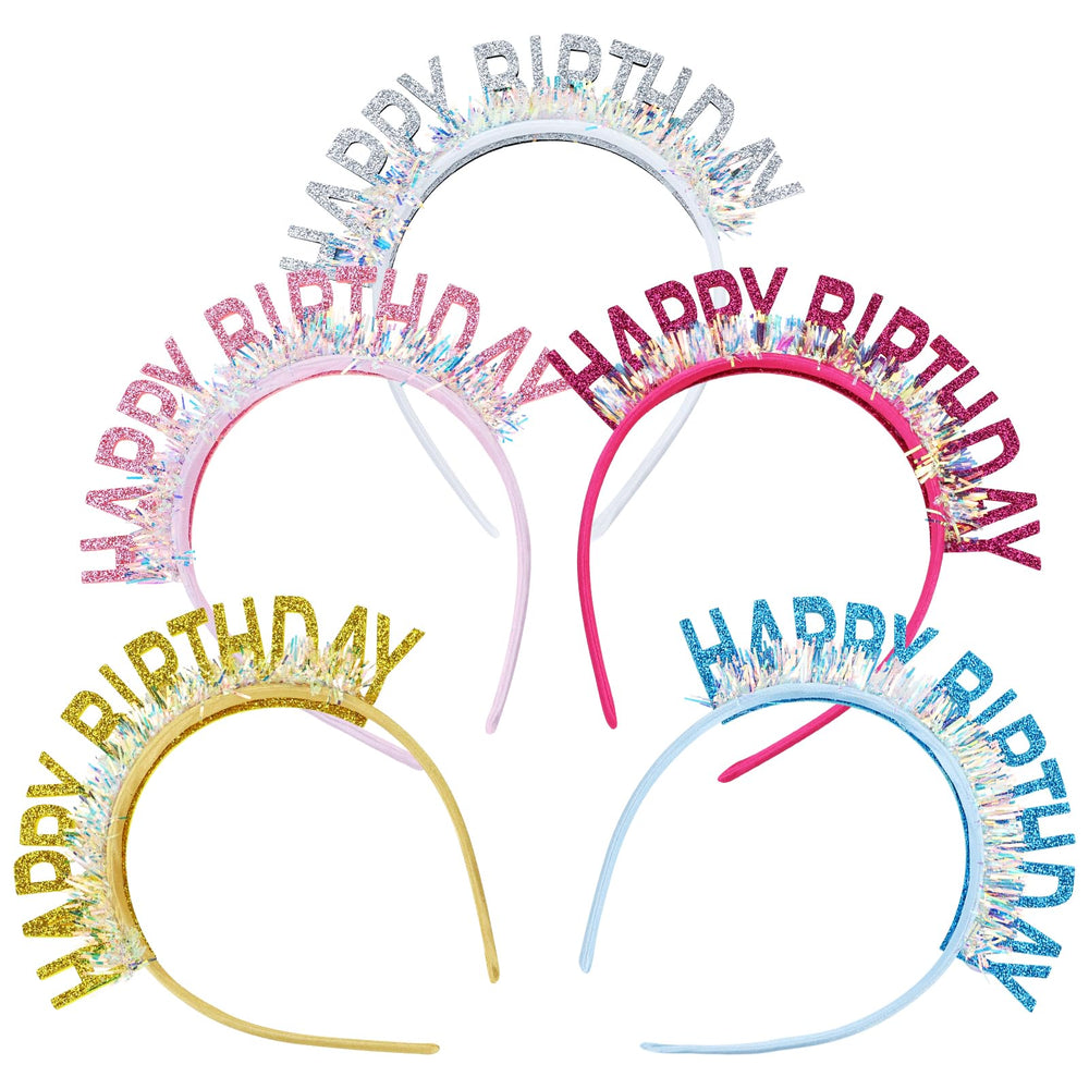 Dizila front packaging showing five colorful birthday headbands for easy party styling