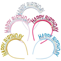 Dizila front packaging showing five colorful birthday headbands for easy party styling