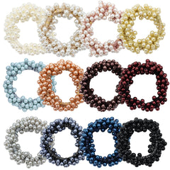 Dizila front packaging showing 12 colorful pearl hair ties and neat presentation