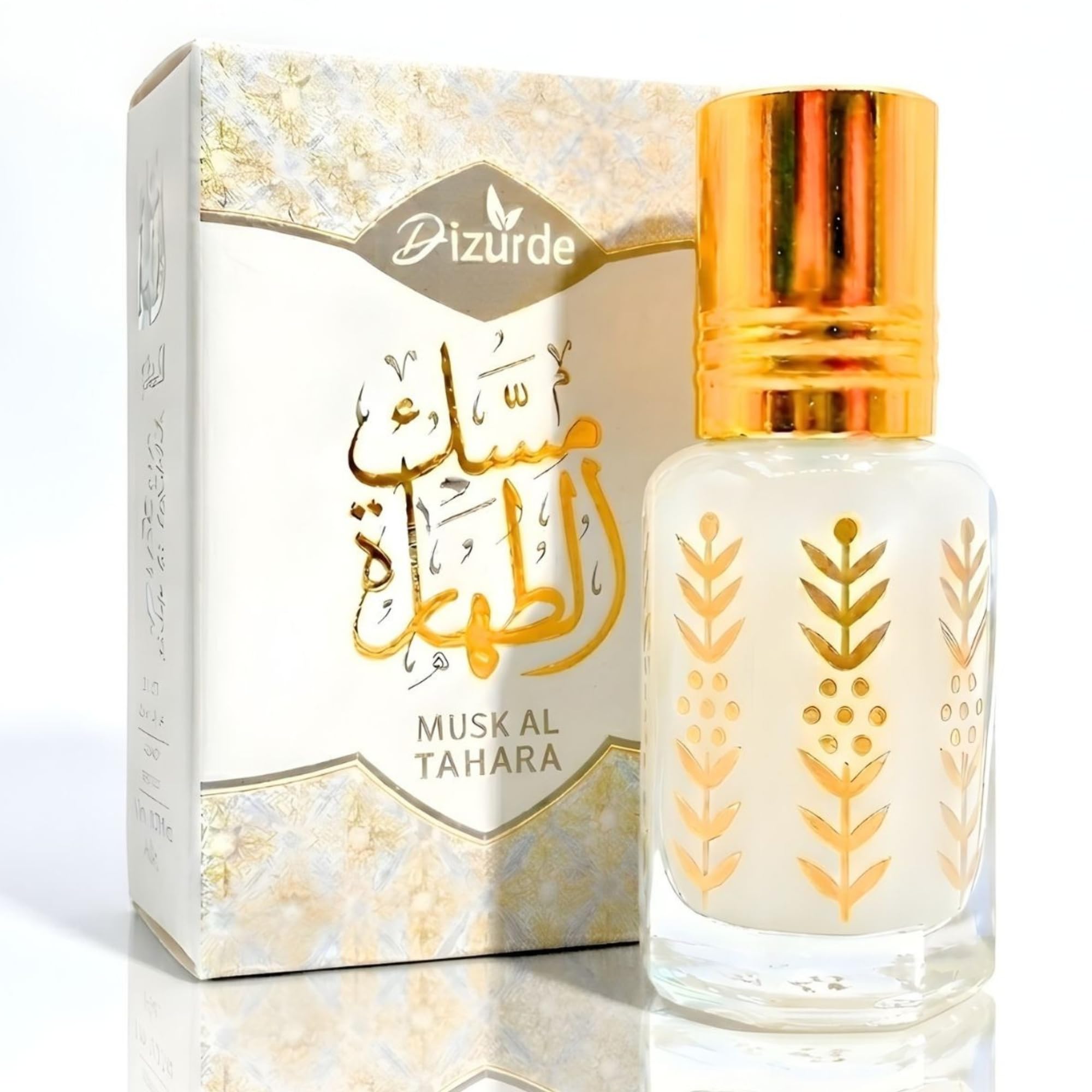 Dizurde front bottle showing minimalist musk oil and travel-friendly size
