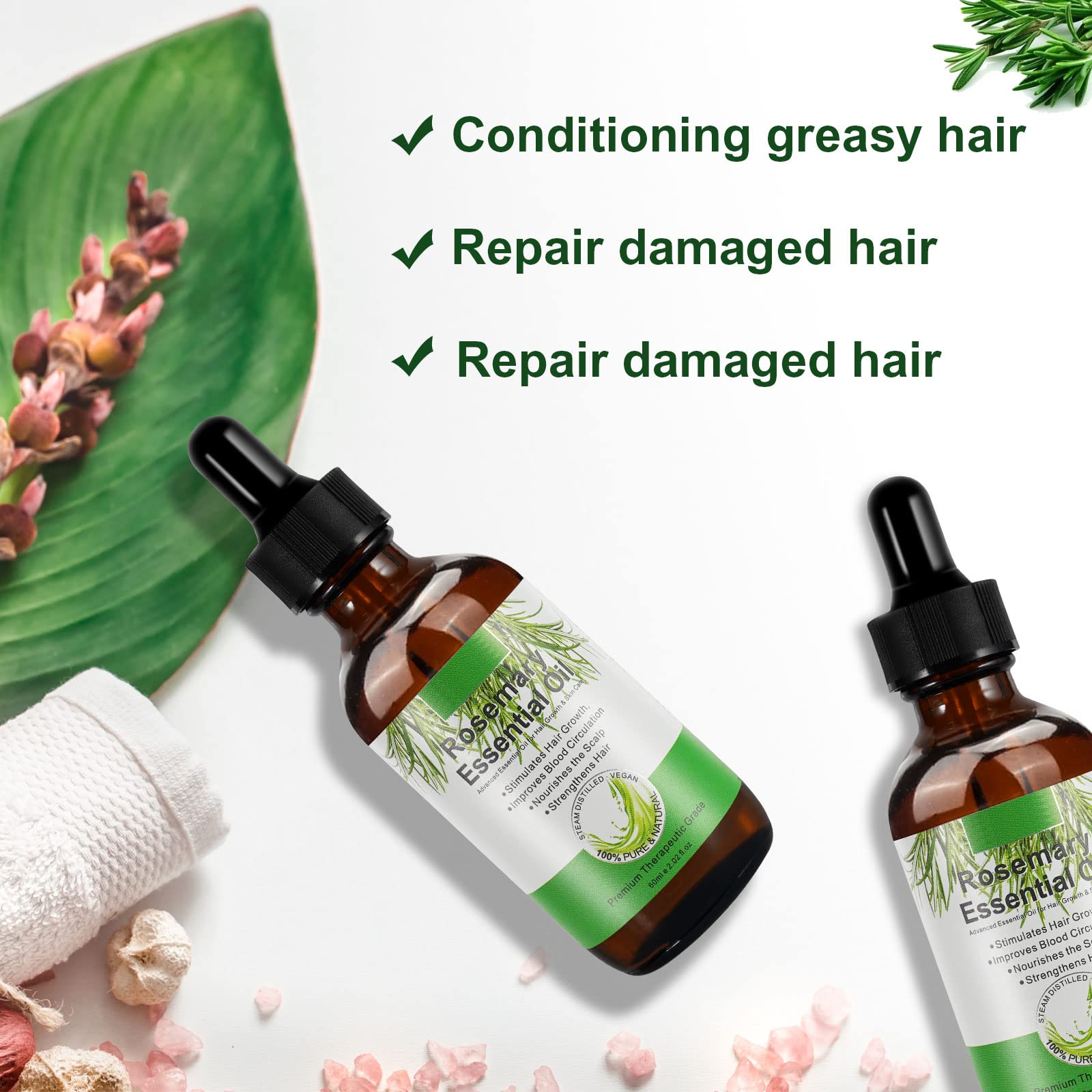 DLOMFVFQ rosemary oil texture on hand demonstrating lightweight absorbency benefit