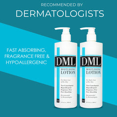 DML lotion texture close-up highlighting smooth, fast-absorbing finish