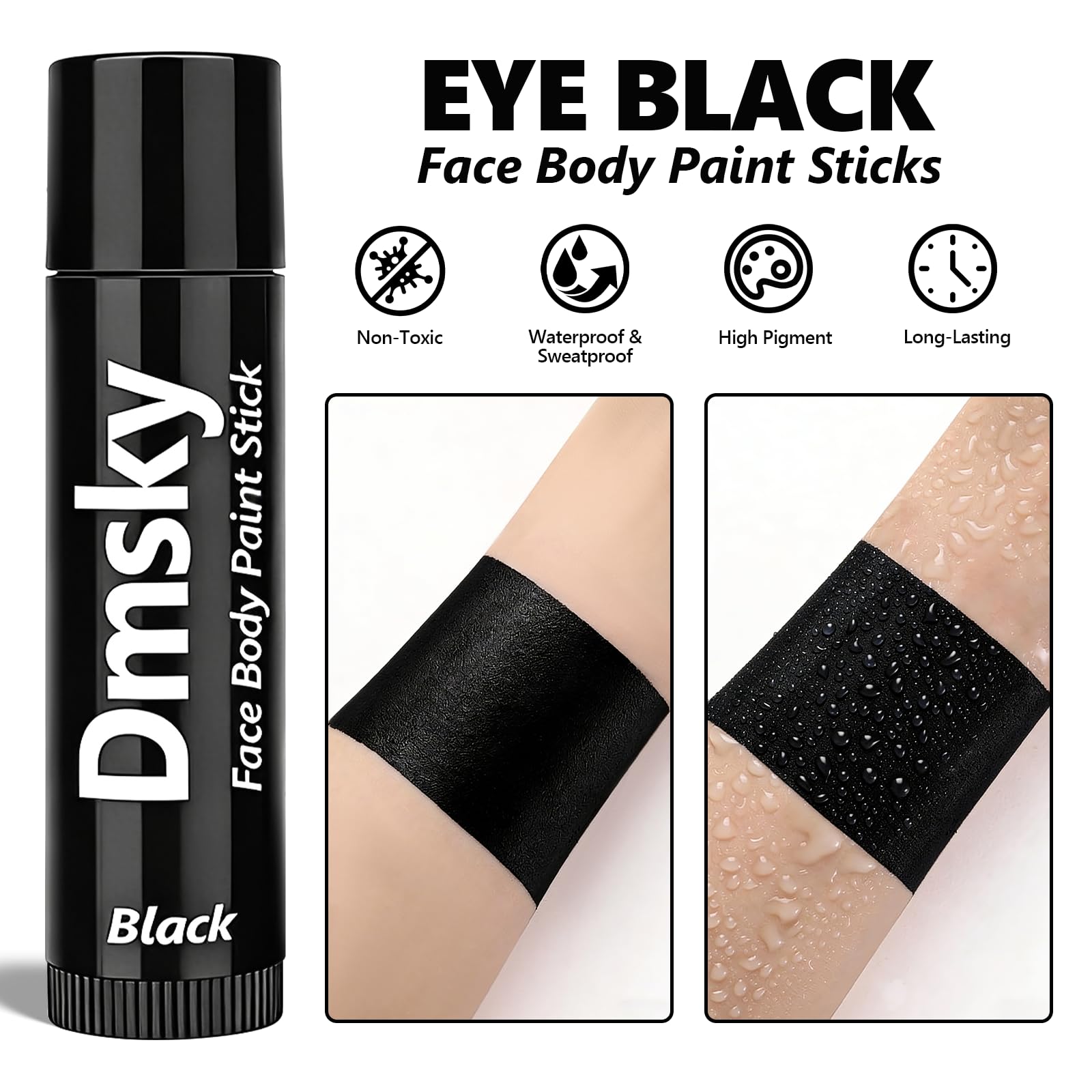 Dmsky applied under athlete eye during play demonstrating glare reduction benefit