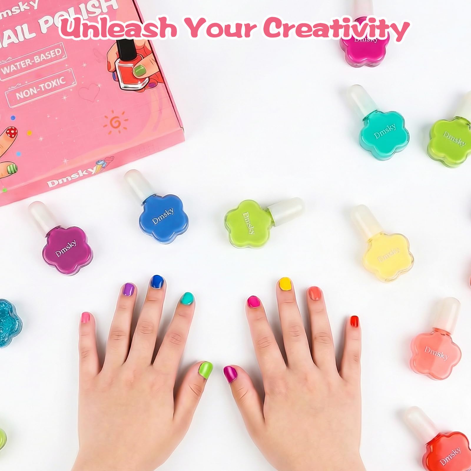 Dmsky family play session with kids and parent enjoying safe creative manicure time