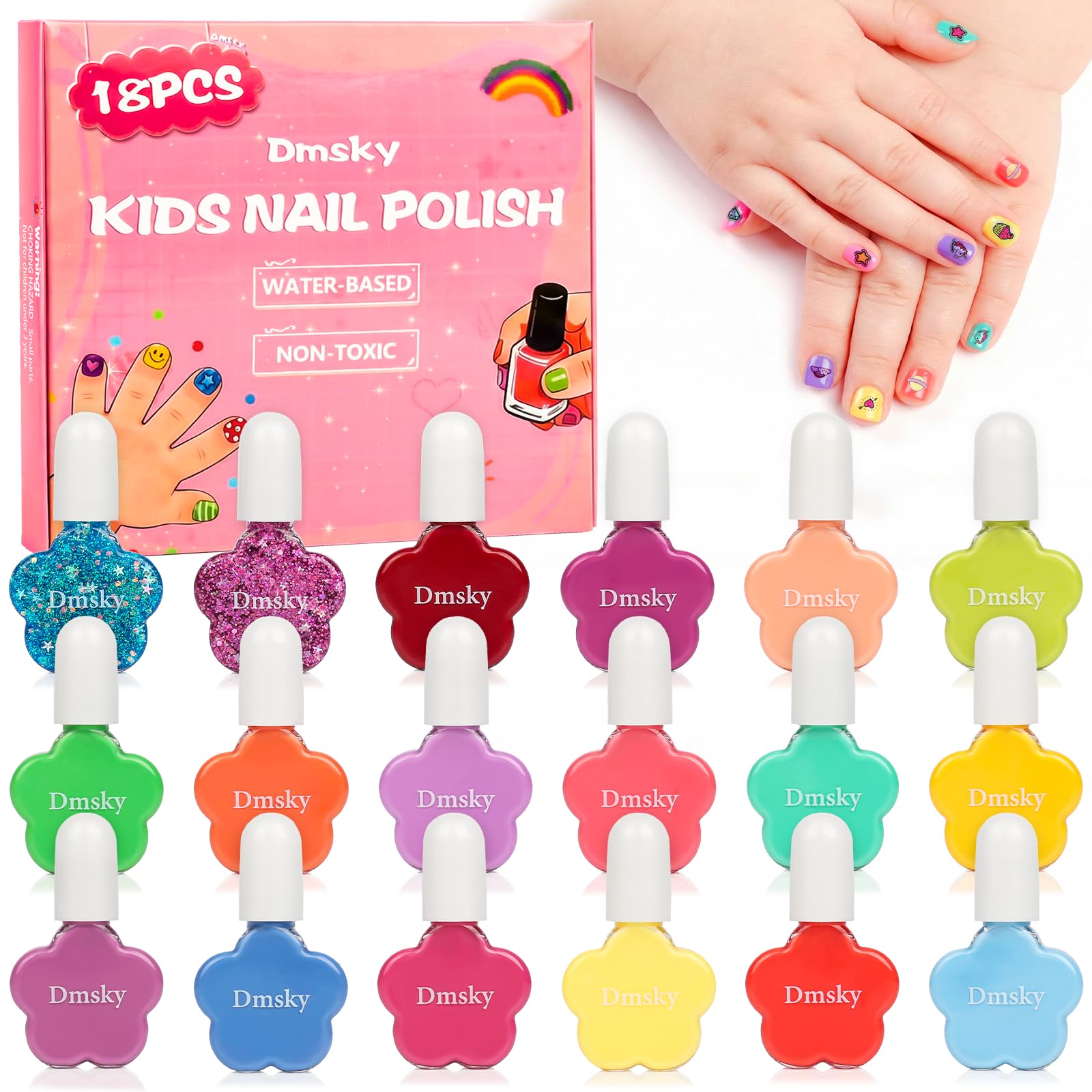 Dmsky front packaging showing 18 colorful bottles and kit layout benefits easy selection