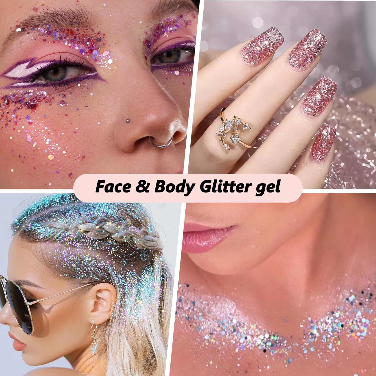 Dmsky glitter texture detail showing chunky sparkle for high-impact shine