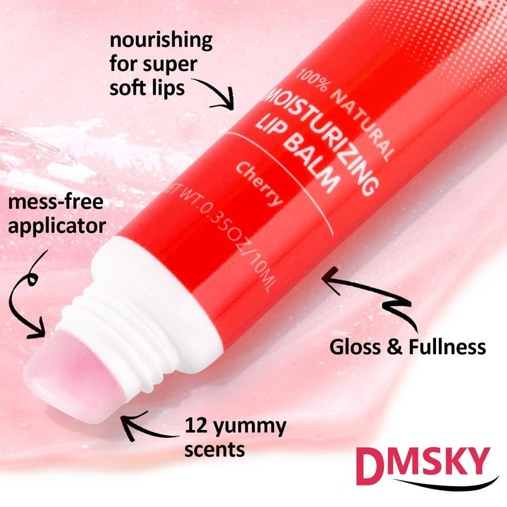 Dmsky lip application on model showing glossy, natural finish
