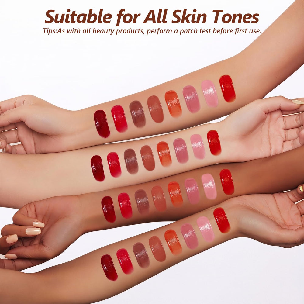 Dmsky on model wearing peach tint, shows natural-looking color and hydration