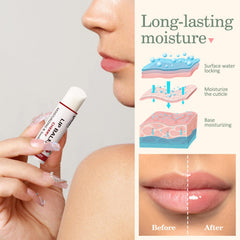 Dmsky open tube being applied to lips demonstrating quick moisturizing benefit