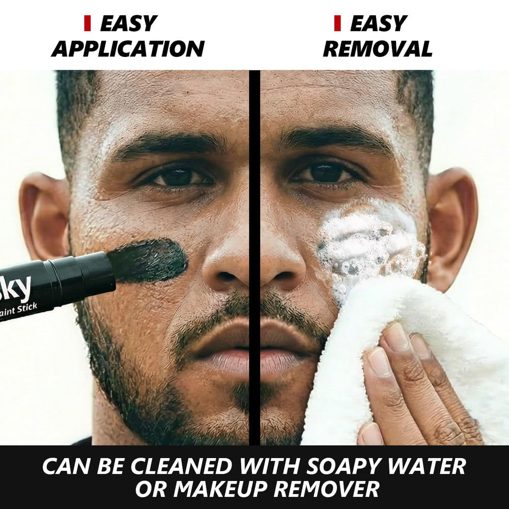 Dmsky athlete wearing eyeblack on field illustrating sweat-resistant performance benefit