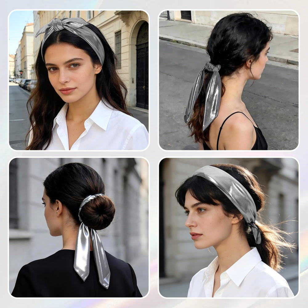 DOCILA bandana worn as neck scarf adding reflective accent and easy layering benefit