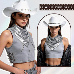 DOCILA bandana knotted on bag showing versatile use and travel-friendly styling