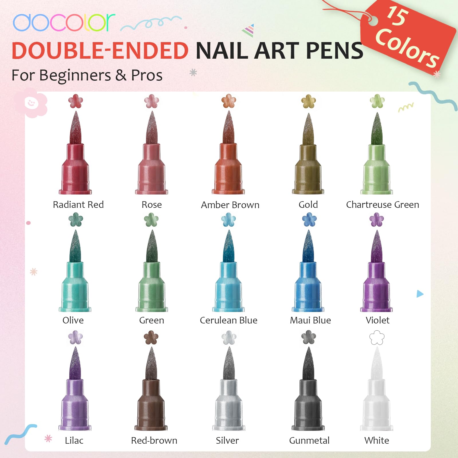 docolor double-ended tip close-up showing fine and thick ends for precision
