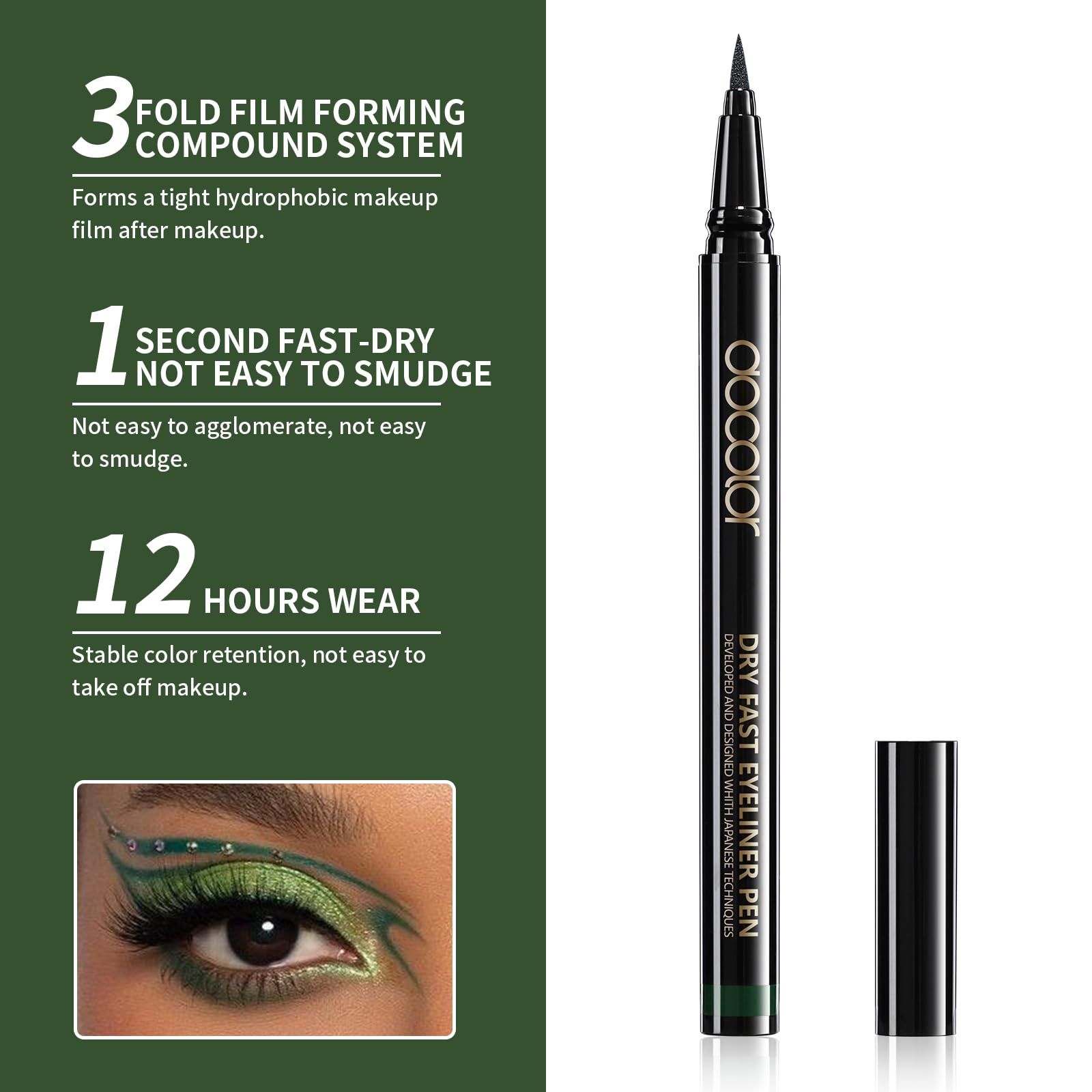 docolor green swatch stroke on paper showing rich pigment payoff