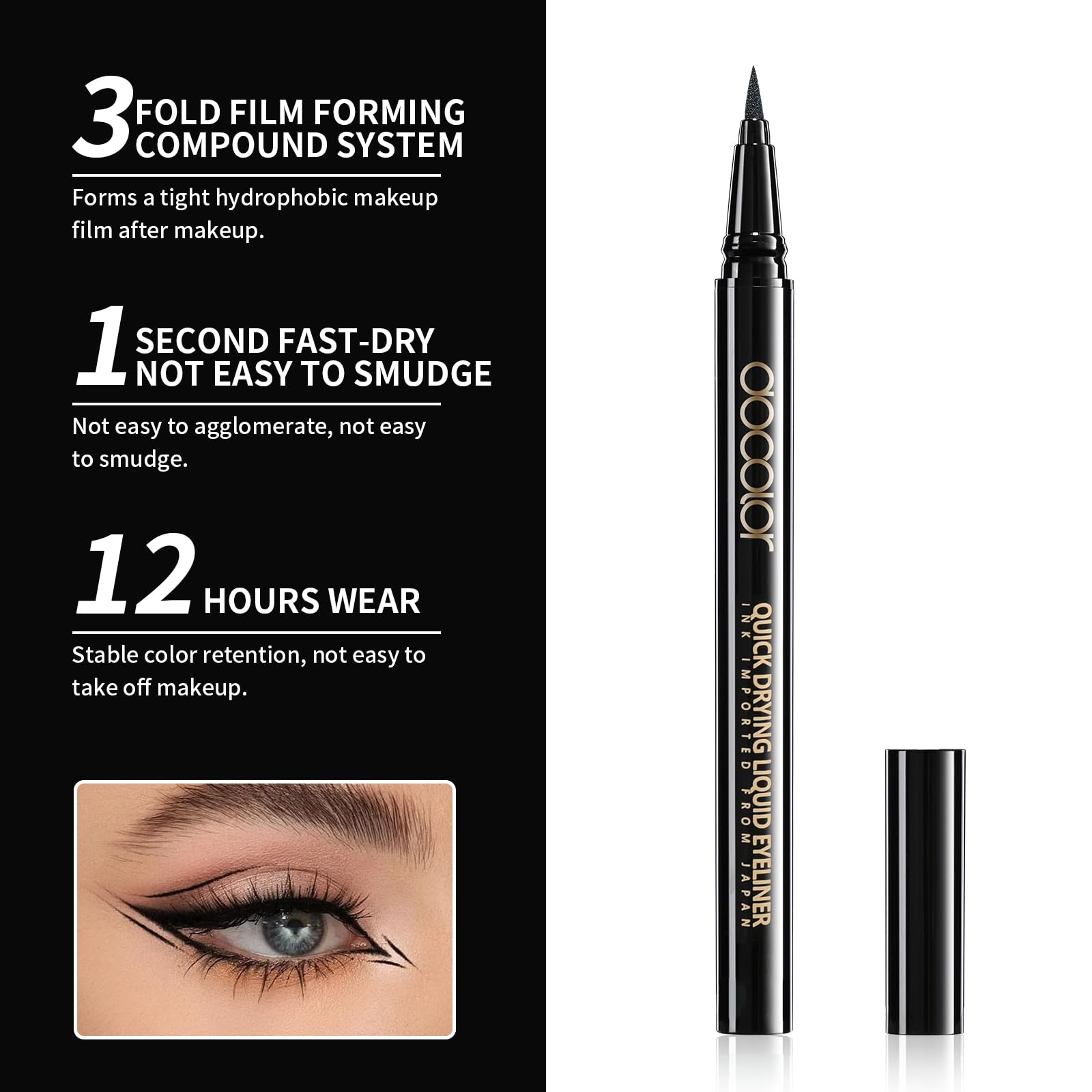docolor ink stroke swatches demonstrating intense black payoff benefit