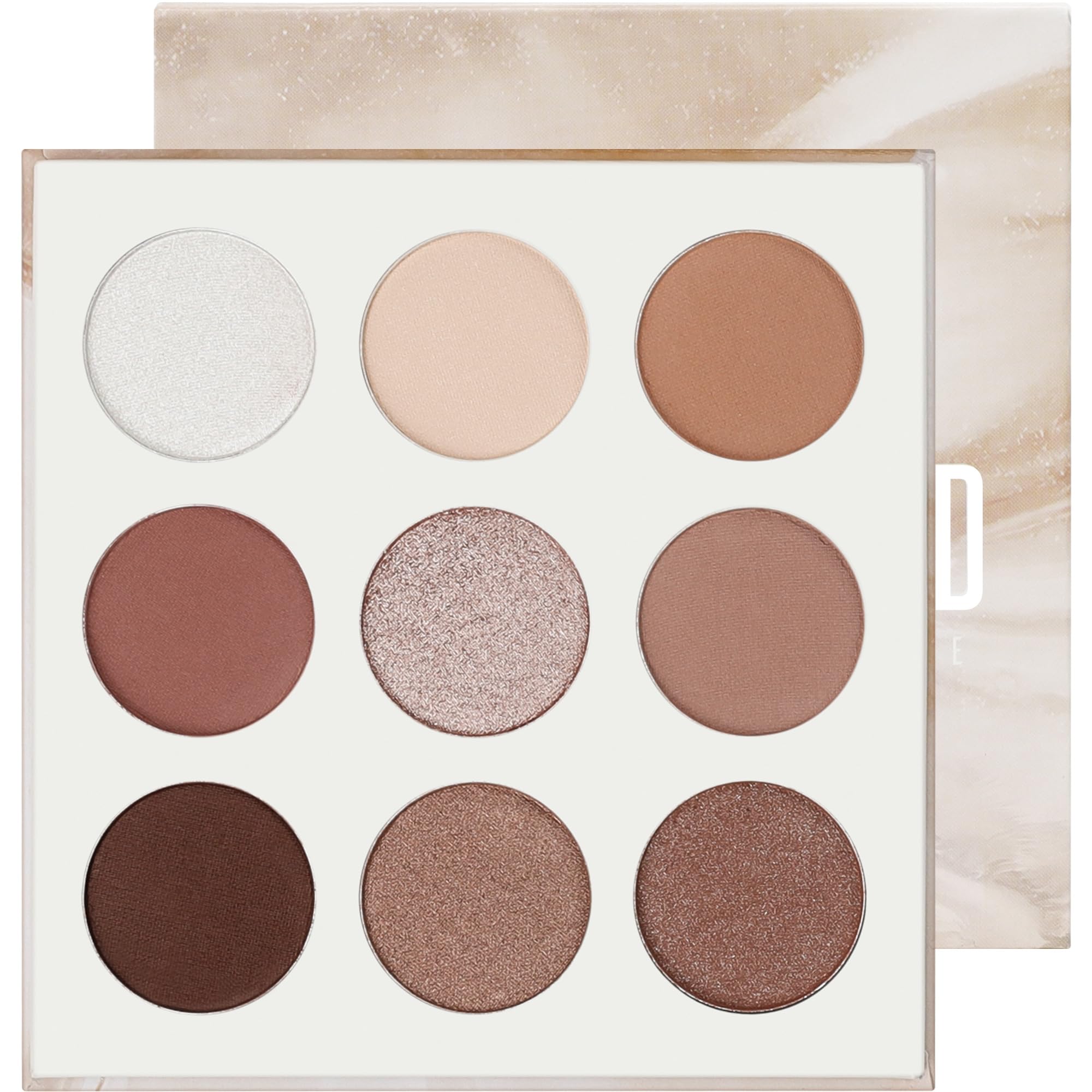 docolor front compact view showing nine neutral pans and mirror, easy travel use