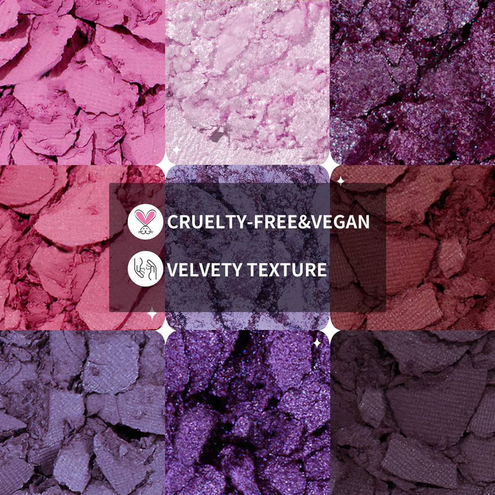 docolor open palette displaying nine purple shades for versatile looks