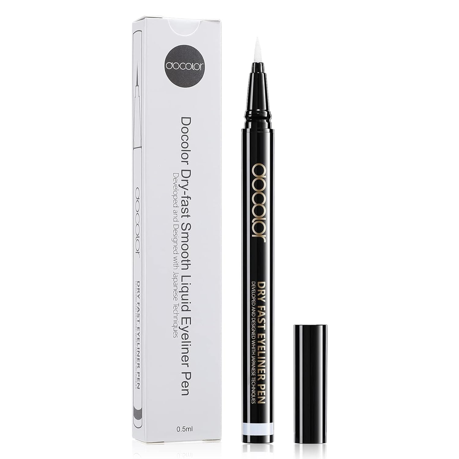 docolor white eyeliner front packaging showing clean product benefit