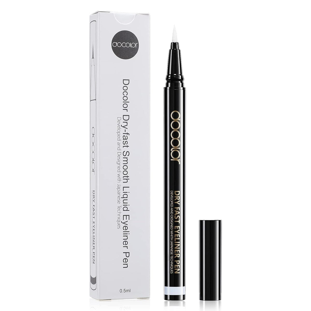 docolor white eyeliner front packaging showing clean product benefit
