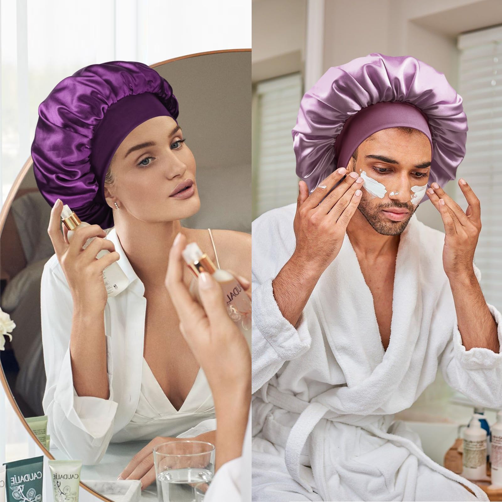 Doitory bonnet on bedside table illustrating overnight hair protection and convenience