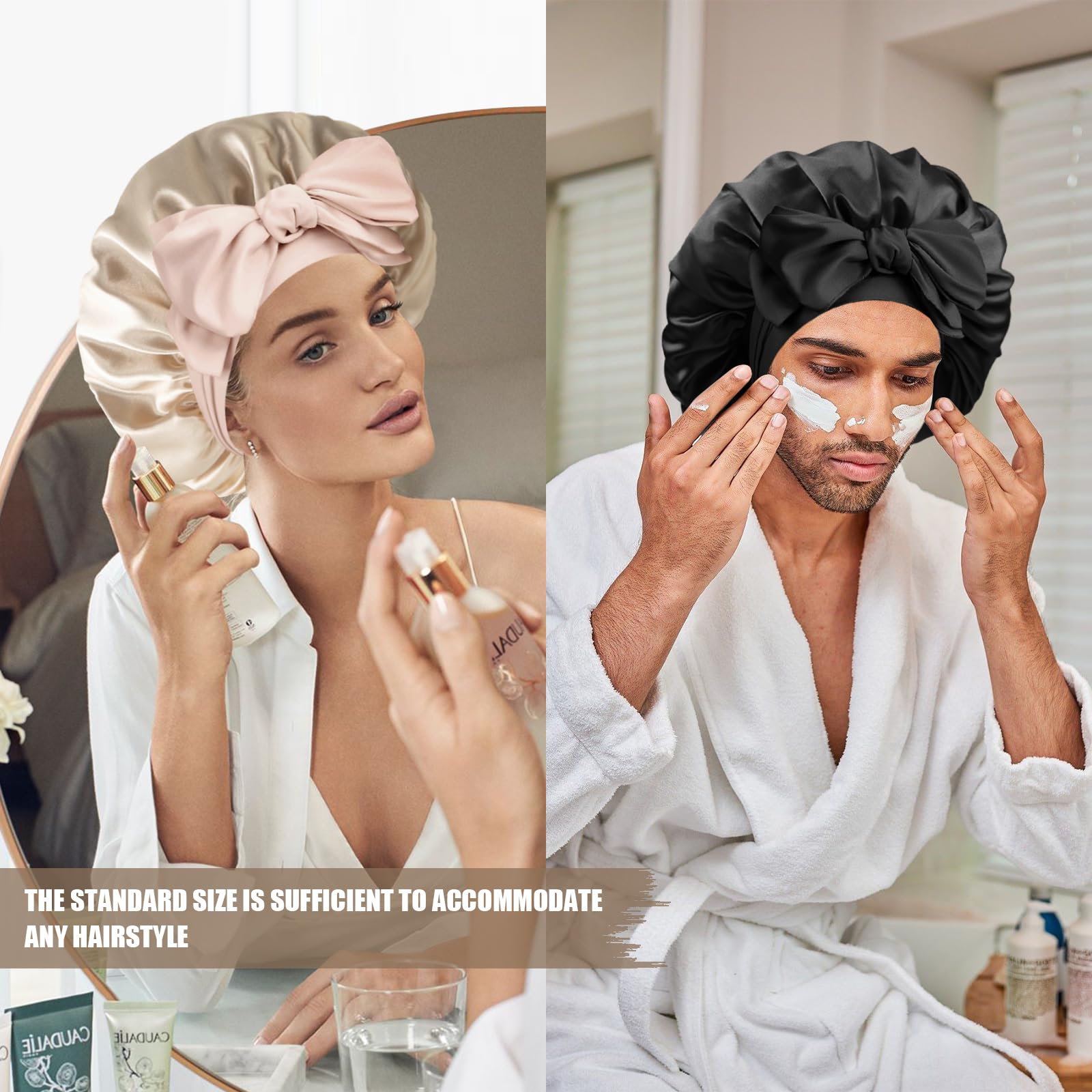 Doitory bonnet worn while sleeping to preserve curls and moisture