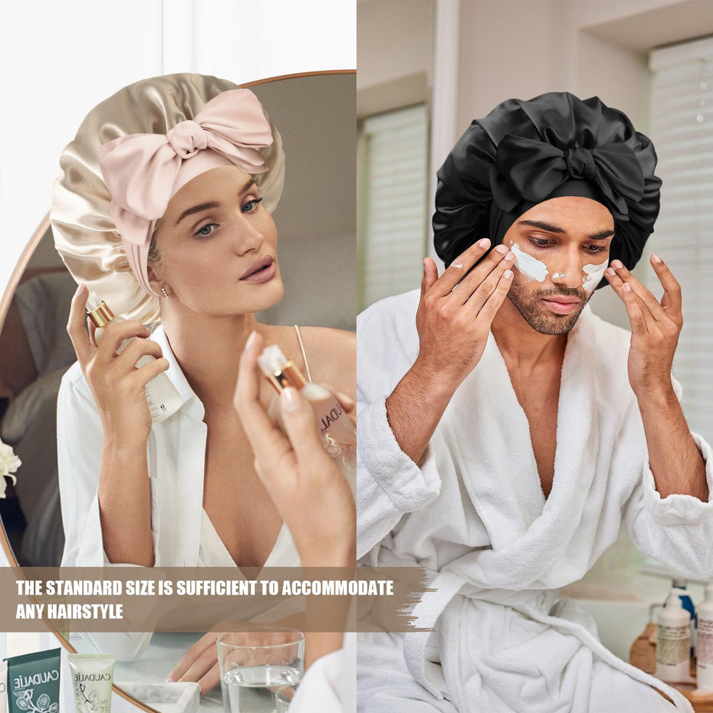Doitory bonnet worn while sleeping to preserve curls and moisture