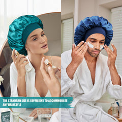 Doitory bonnet in bedroom scene emphasizing stylish protection during sleep and bedtime routines