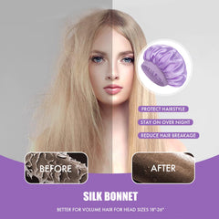 Doitory bonnet over braided hair showing protection for braids and reduced frizz