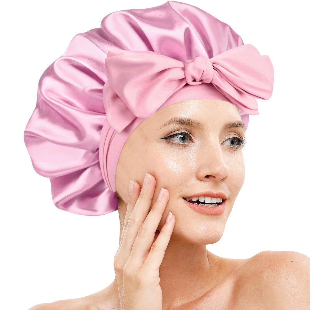 Doitory front view silk bonnet showing full coverage and style benefit