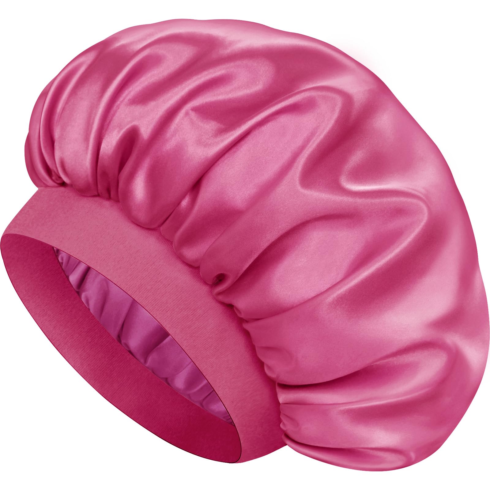 Doitory hot pink bonnet front view showing full coverage and secure fit benefit