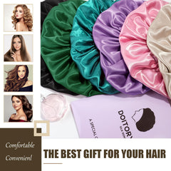 Doitory styled bonnet with braids protecting long textured hair and shine