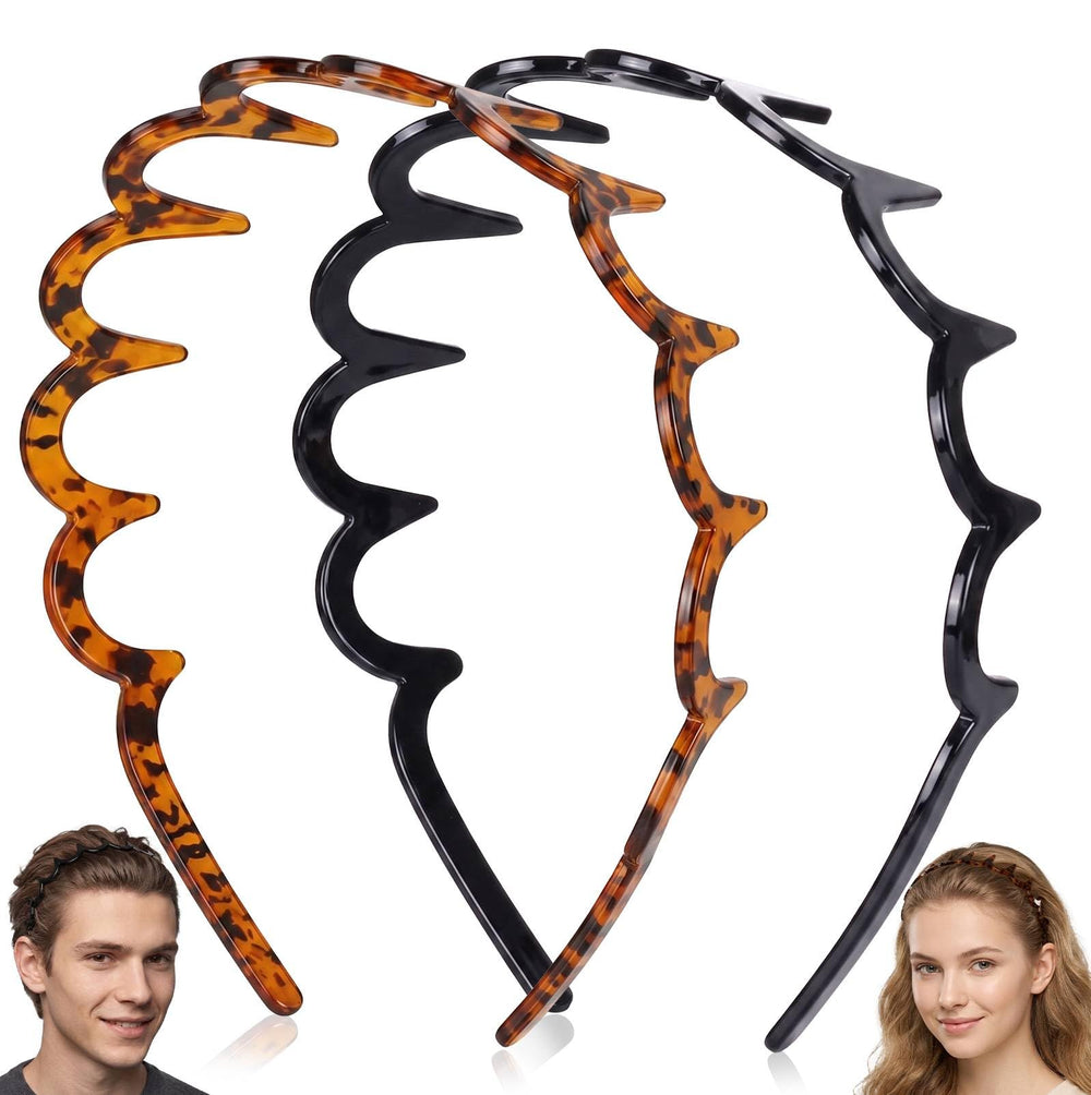 Dokeawo front view of black and tortoiseshell headbands showing durable shape and style