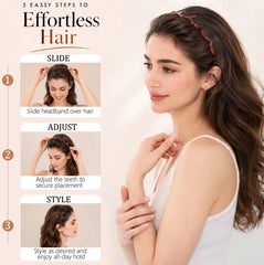 Dokeawo headband worn slicked-back delivering retro lift and secure all-day grip