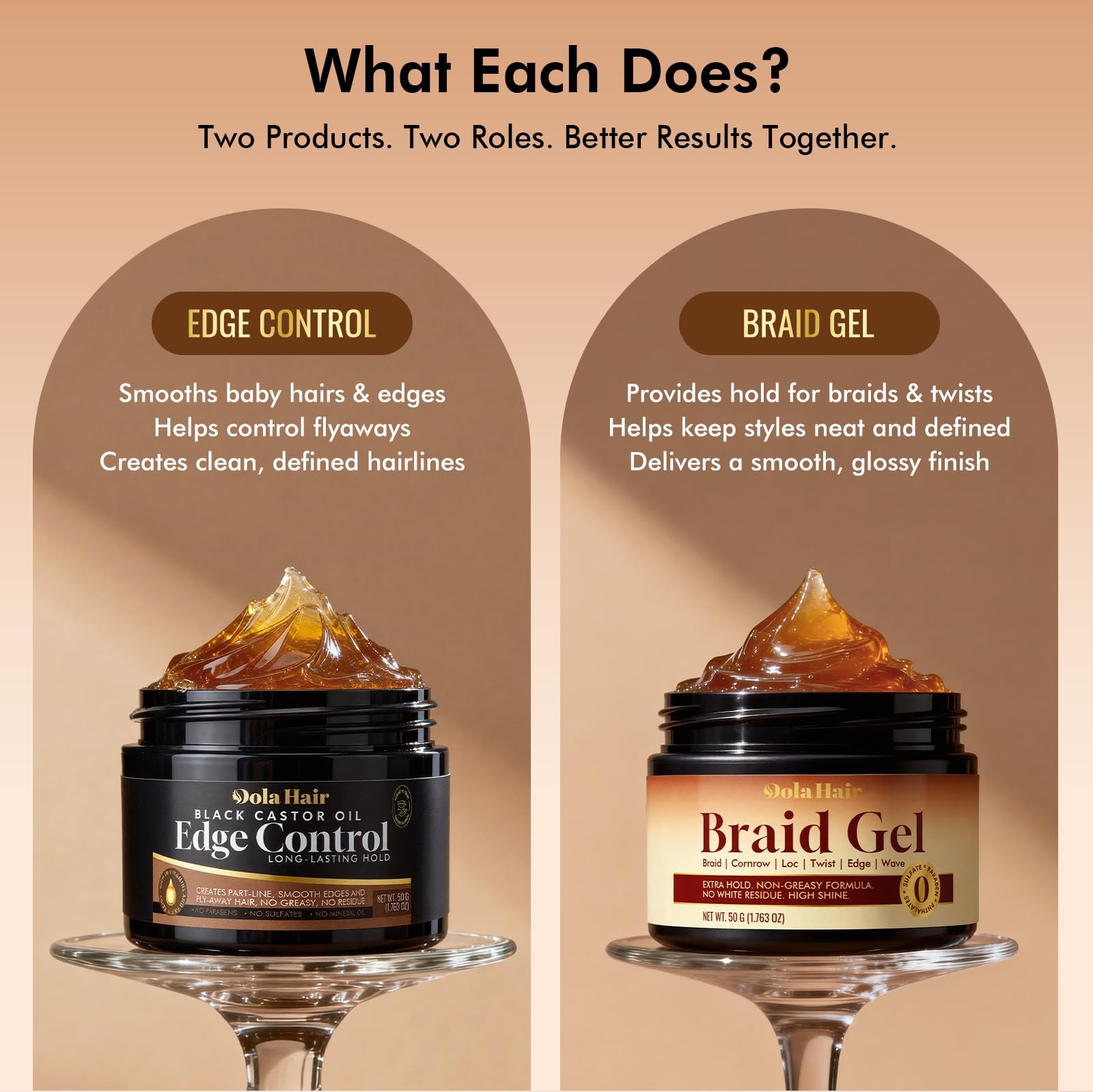 Dolahair applied to edges with brush showing precise control and smooth look