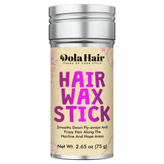 Dolahair front packaging of wax stick showing compact design and benefit