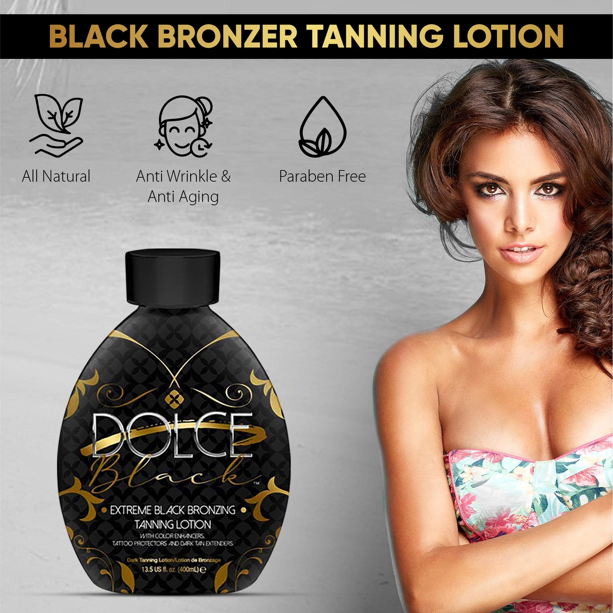 Dolce Black pump dispensing lotion to demonstrate easy application and controlled use