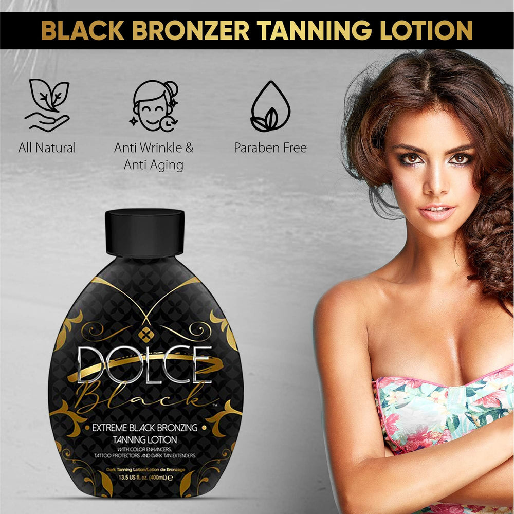 Dolce Black pump dispensing lotion to demonstrate easy application and controlled use
