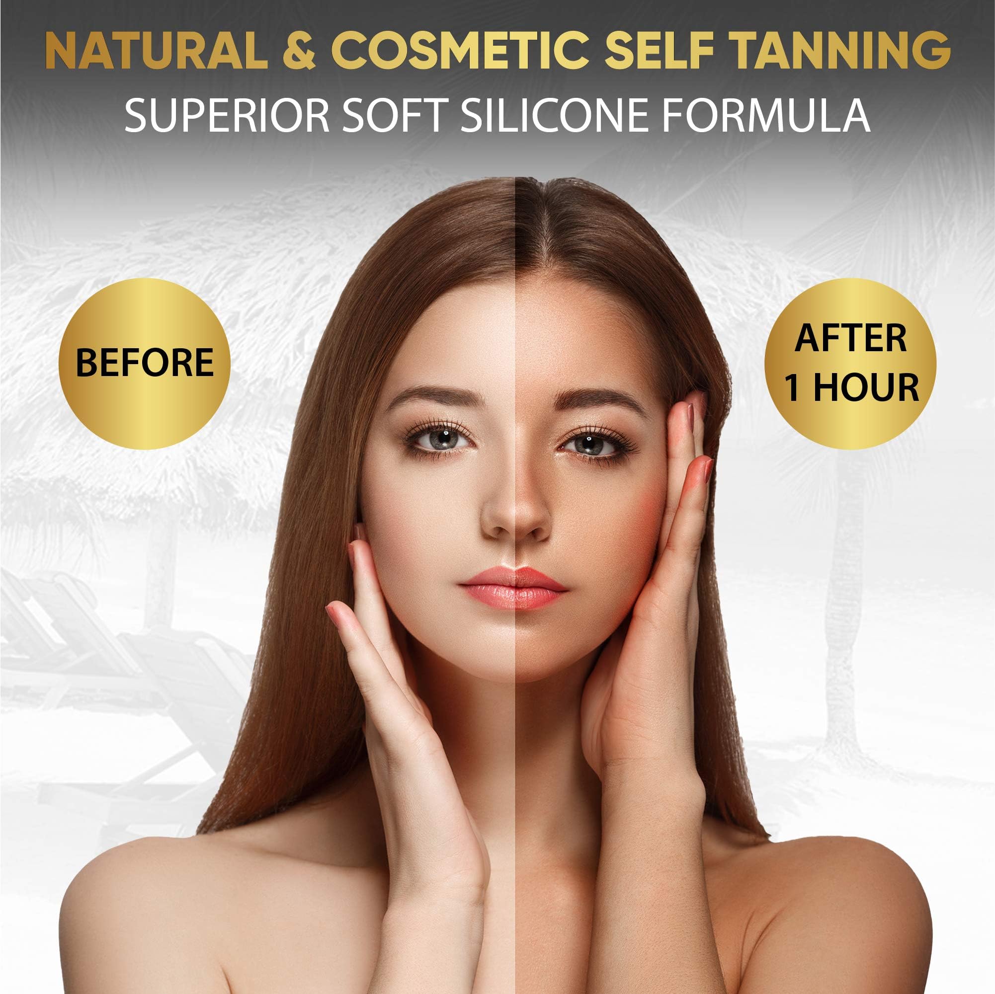 Dolce Black swatch on arm showing deep bronzing result and natural-looking color