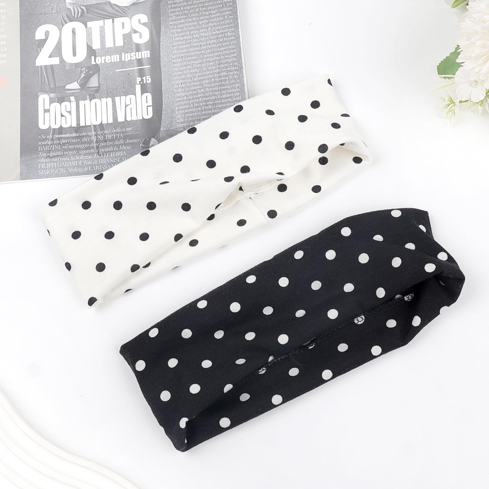 Doneace flat lay of both polka dot patterns showing matching set versatility
